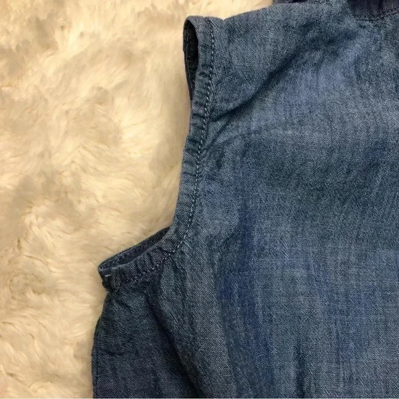 Joe Fresh Jean Dress Buttons Bow Collared Blue Size 6 / Small - Picture 12 of 16